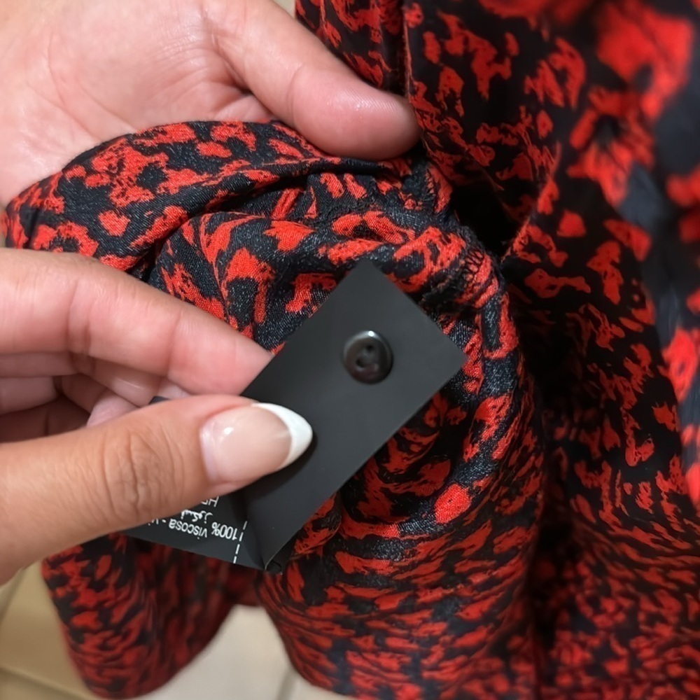 Animal Print Red Zara long sleeve dress size S!! - Picture 6 of 9